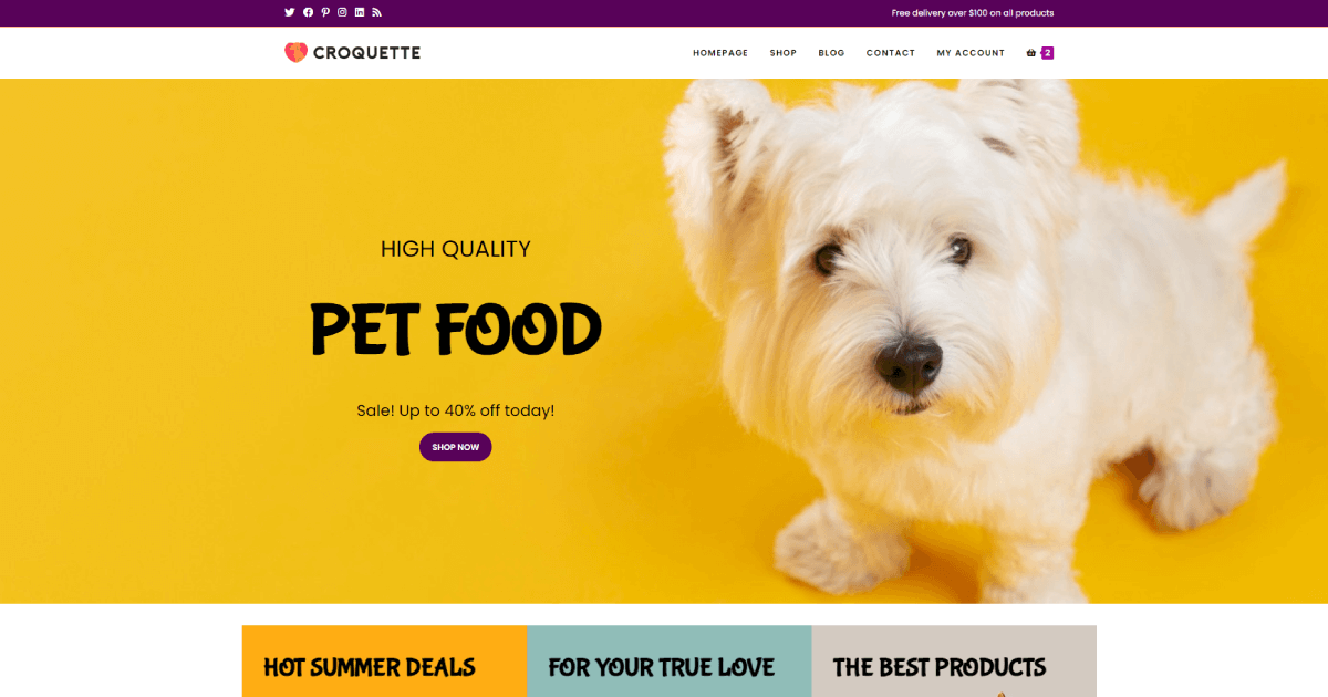 Croquette Pet Store WordPress Template for WooCommerce